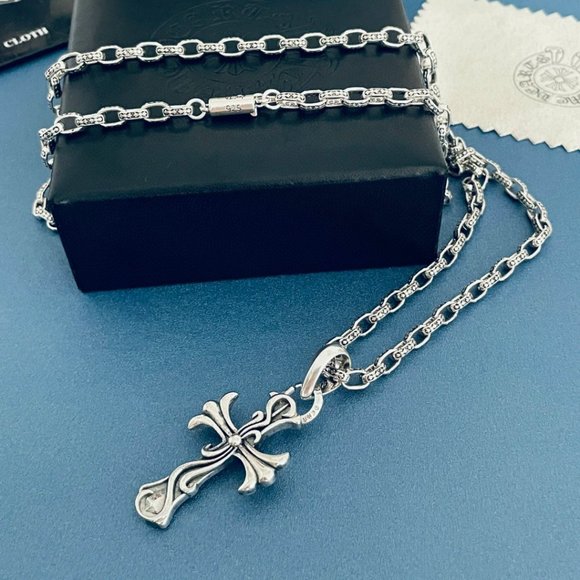 Chrome Hearts Vintage Vine Flower Cross Pendant Cross Flower Necklace - Picture 4 of 6